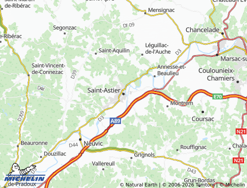 MICHELIN Saint-Astier map - ViaMichelin