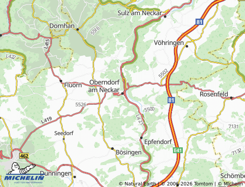 MICHELIN-Landkarte Oberndorf am Neckar - ViaMichelin