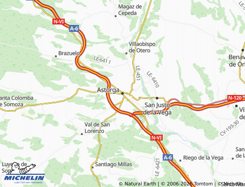 Mapa MICHELIN Astorga - ViaMichelin