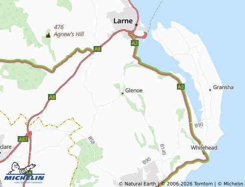 MICHELIN Glenoe map - ViaMichelin