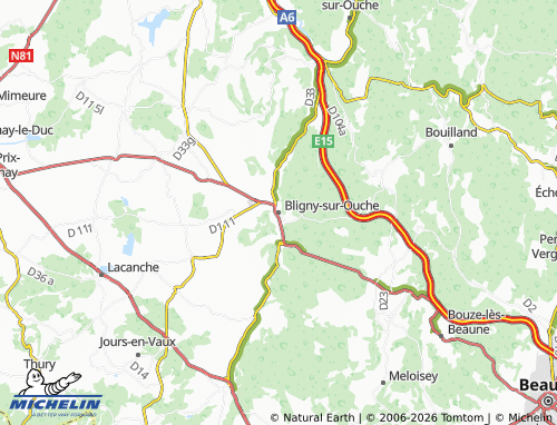 MICHELIN Bligny-sur-Ouche map - ViaMichelin
