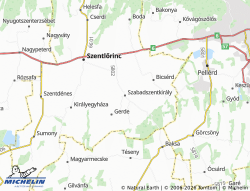 MICHELIN Szabadszentkirály map - ViaMichelin