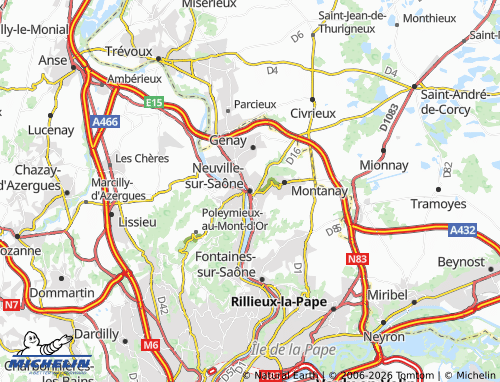 Carte MICHELIN Neuville-sur-Saône - ViaMichelin