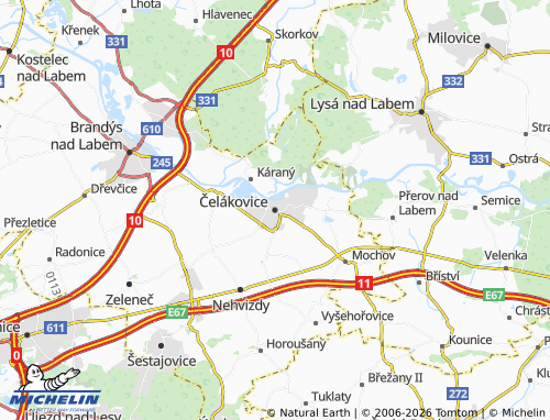 Kaart MICHELIN Čelákovice - ViaMichelin