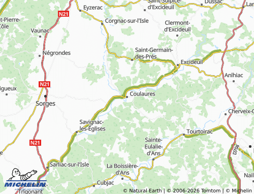 MICHELIN Coulaures map - ViaMichelin