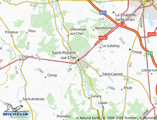 MICHELIN Saint-Florent-sur-Cher map - ViaMichelin