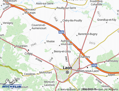 MICHELIN Aulnois-sous-Laon map - ViaMichelin