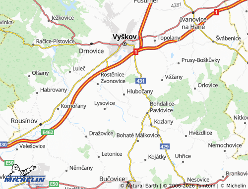 Mappa MICHELIN Hlubočany - ViaMichelin