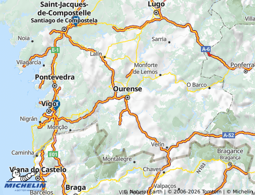 MICHELIN-Landkarte Ourense - ViaMichelin