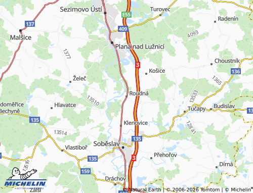 Kaart MICHELIN Roudná - ViaMichelin