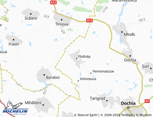 Mapa MICHELIN Fîntînița - ViaMichelin