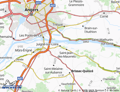 Carte MICHELIN Juigné-sur-Loire - ViaMichelin