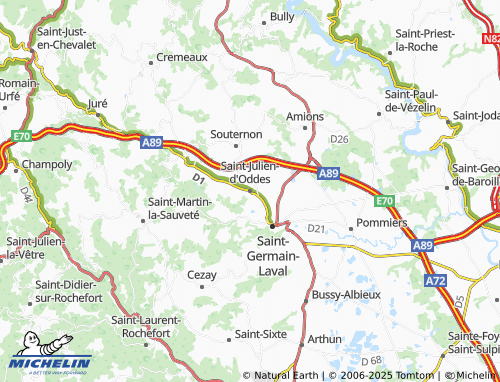 MICHELIN Saint-Julien-d'Oddes map - ViaMichelin