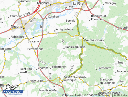 MICHELIN Barisis-aux-Bois map - ViaMichelin