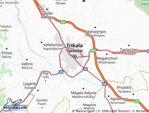 MICHELIN Trikala map - ViaMichelin