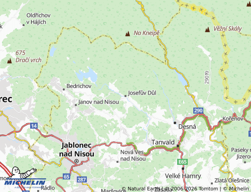Mapa MICHELIN Josefův Důl - ViaMichelin