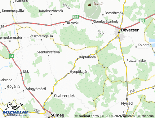 Mapa MICHELIN Káptalanfa - ViaMichelin