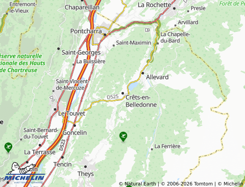 MICHELIN Crêts-en-Belledonne map - ViaMichelin