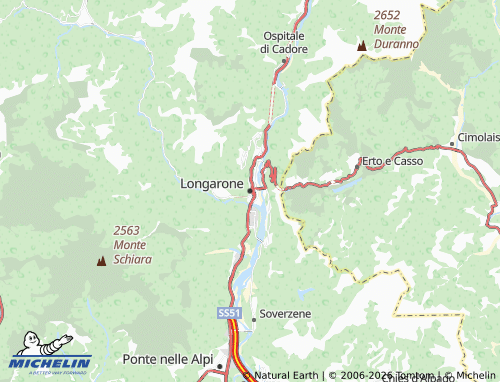 Mapa MICHELIN Longarone - ViaMichelin
