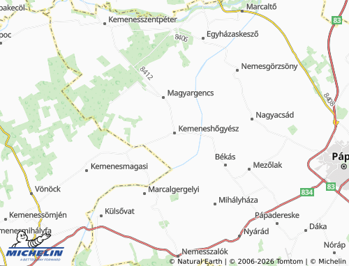 MICHELIN Kemeneshőgyész map - ViaMichelin