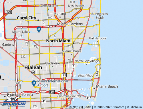 Carte MICHELIN Miami Shores - ViaMichelin