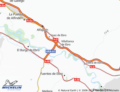 Mapa MICHELIN Villafranca de Ebro ViaMichelin