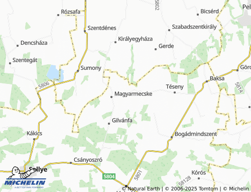 MICHELIN Magyartelek map - ViaMichelin