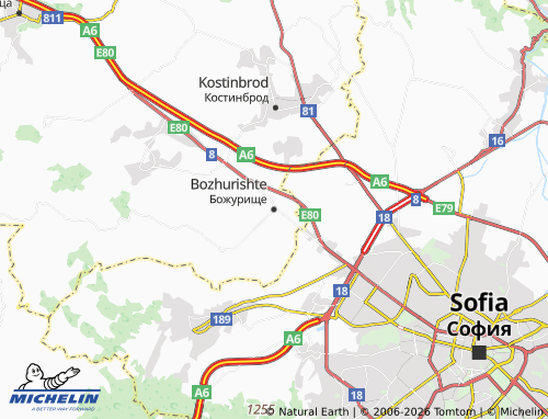 MICHELIN Bozhurishte map - ViaMichelin