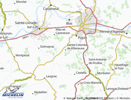 Carte MICHELIN Sainte-Colombe-de-Villeneuve - ViaMichelin
