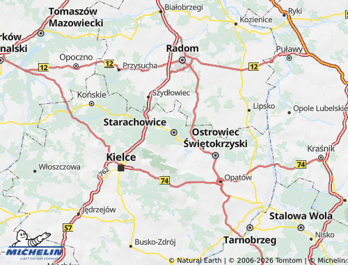 Carte MICHELIN Starachowicki - ViaMichelin
