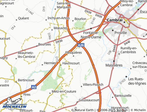 MICHELIN Flesquières map - ViaMichelin