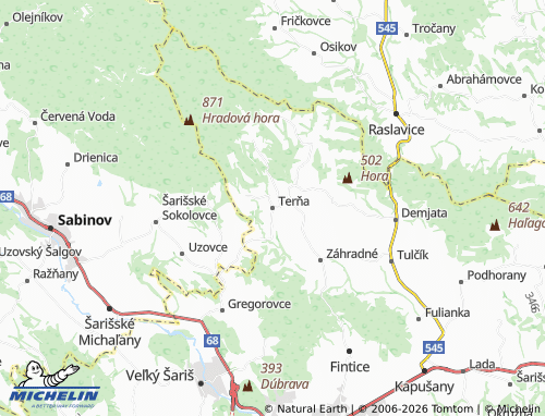 MICHELIN-Landkarte Terňa - ViaMichelin