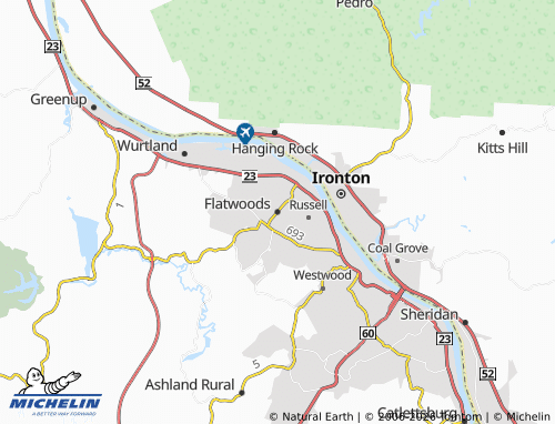 Kaart MICHELIN Flatwoods - ViaMichelin
