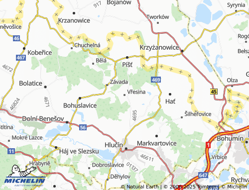 MICHELIN Vřesina map - ViaMichelin