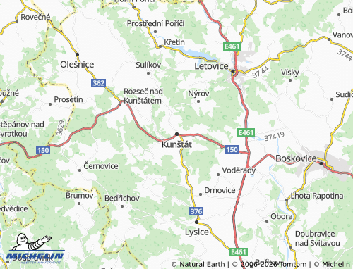 Mappa MICHELIN Kunštát - ViaMichelin