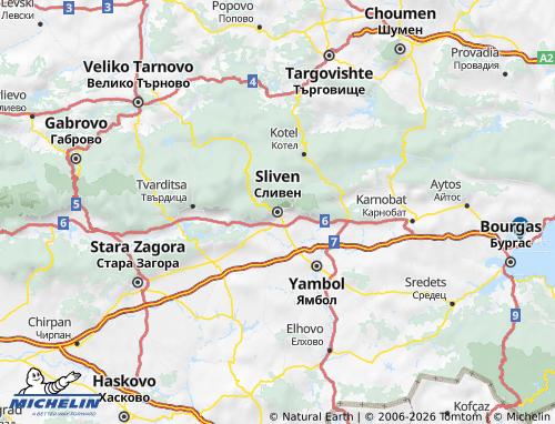 Carte MICHELIN Sliven - ViaMichelin