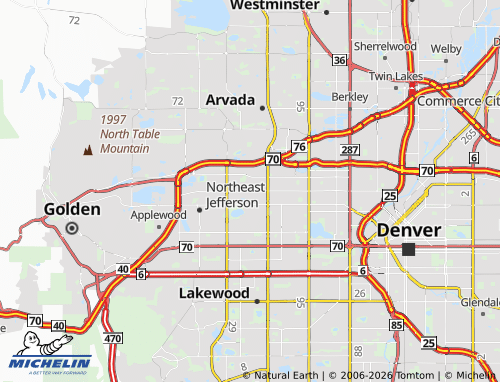 Carte MICHELIN Wheat Ridge - ViaMichelin