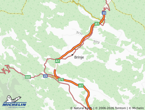 Kaart MICHELIN Brinje - ViaMichelin