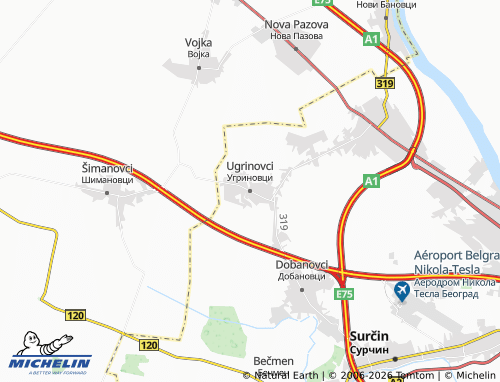 Mapa MICHELIN Ugrinovci - ViaMichelin
