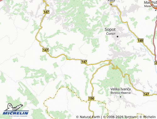 Mapa MICHELIN Dučina - ViaMichelin