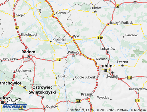 Kaart MICHELIN Pulawy (District) - ViaMichelin