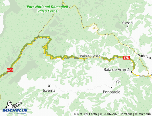 MICHELIN Obârșia-Cloșani map - ViaMichelin