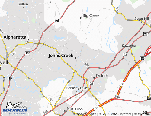 Kaart MICHELIN Johns Creek - ViaMichelin