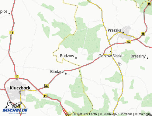 MICHELIN Budzów map - ViaMichelin