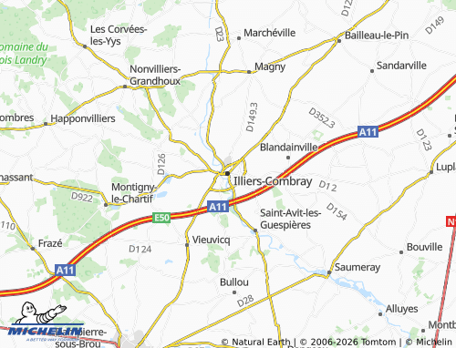 Carte MICHELIN Illiers-Combray - ViaMichelin