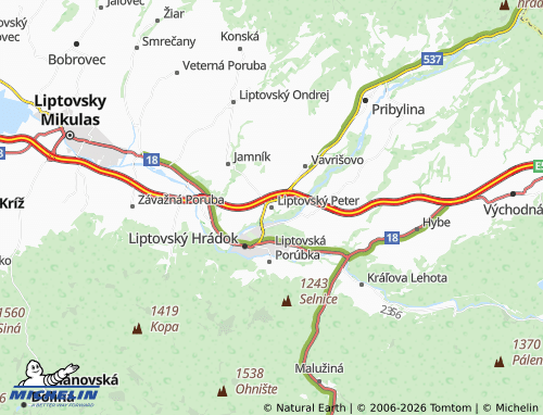 MICHELIN Liptovský Peter map - ViaMichelin