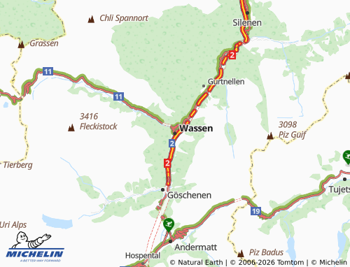 Carte MICHELIN Wassen - ViaMichelin
