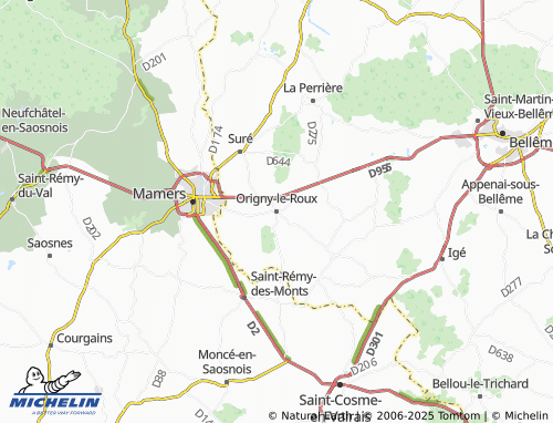 Carte MICHELIN Origny-le-Roux - ViaMichelin