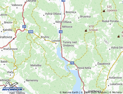 MICHELIN Turany nad Ondavou map - ViaMichelin