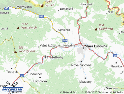 MICHELIN Hniezdne map - ViaMichelin